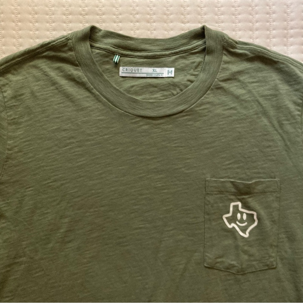 Criquet Short Sleeve Pocket T Shirt Men’s XL Green Cotton Austin Texas ATX